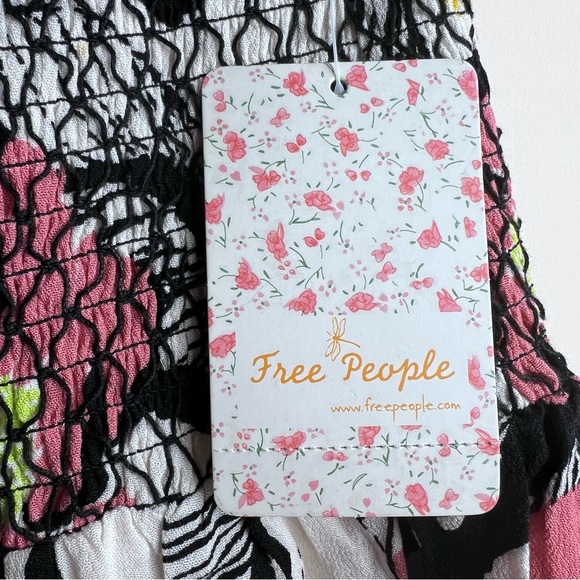 Free People LA Nights Smocked Mini Skirt Neutral Combo Size M - Picture 4 of 12